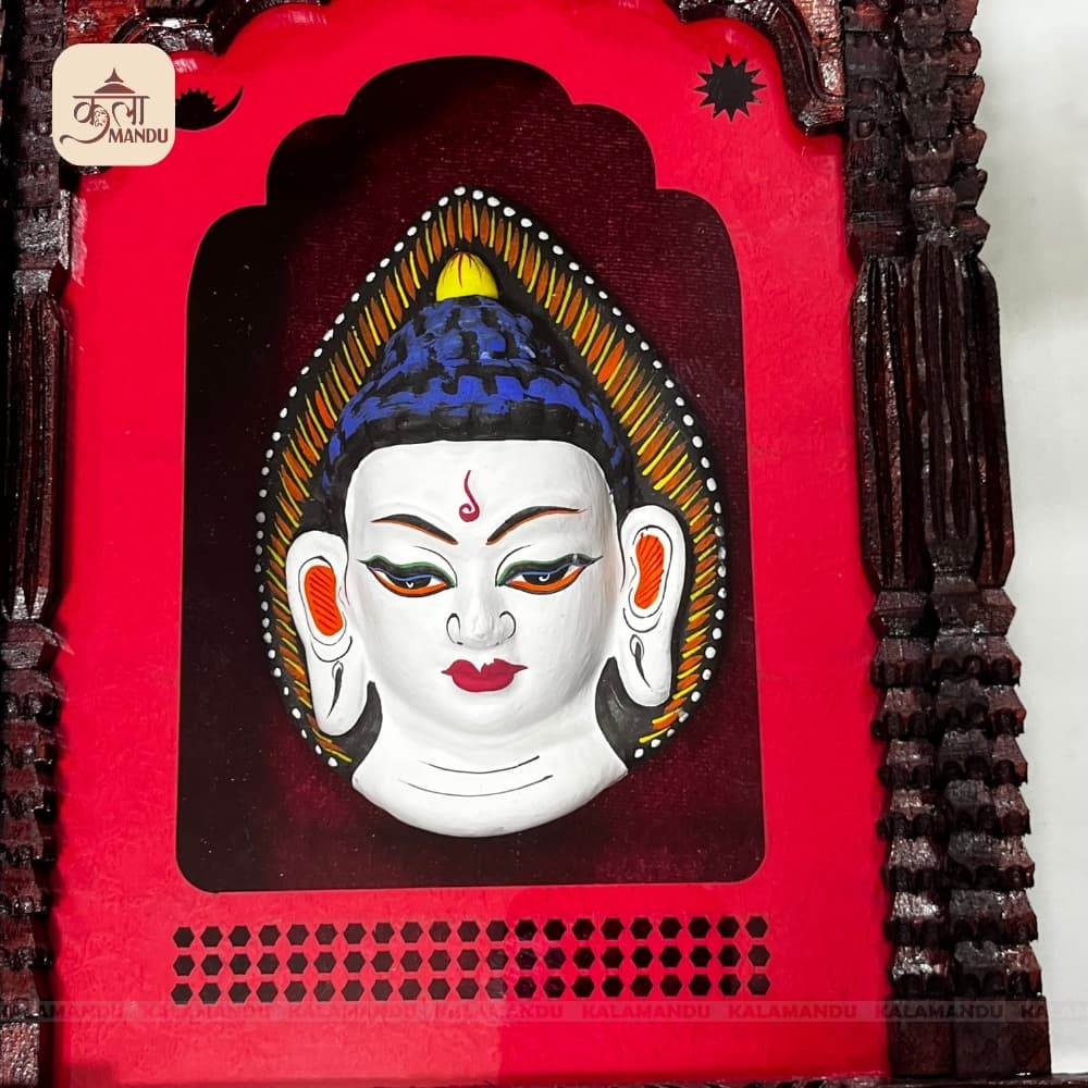 11" Buddha Mask Wooden Frame thumbnail 2
