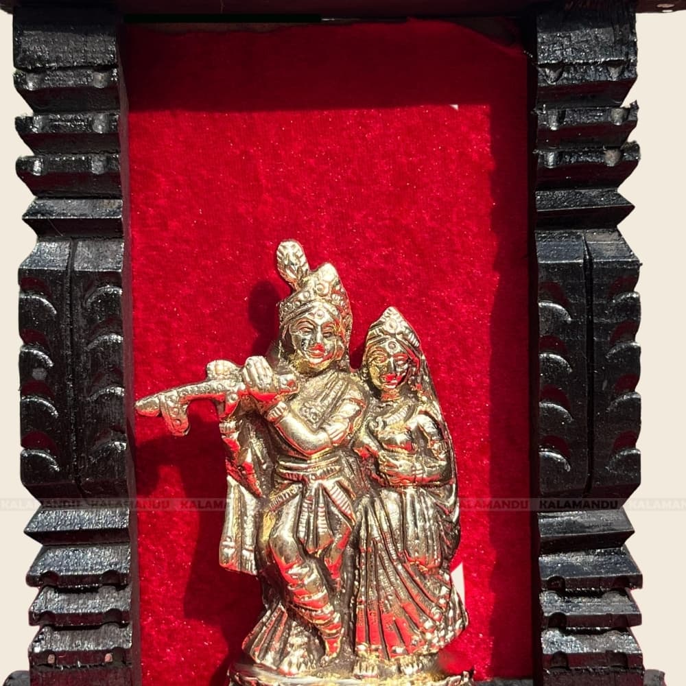 Brass Krishna Statue on Temple Frame thumbnail 2