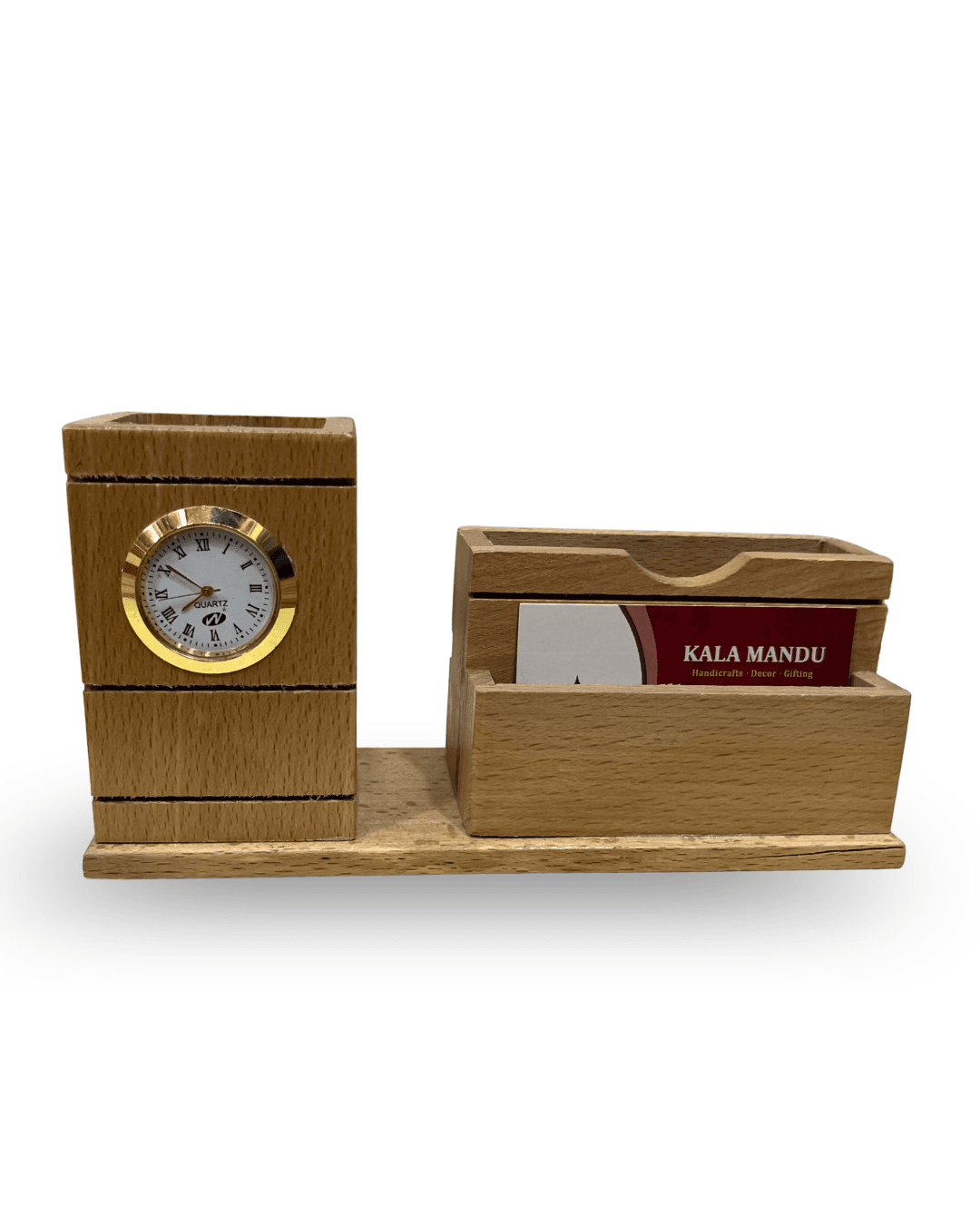 Pen & Card Holder with Clock