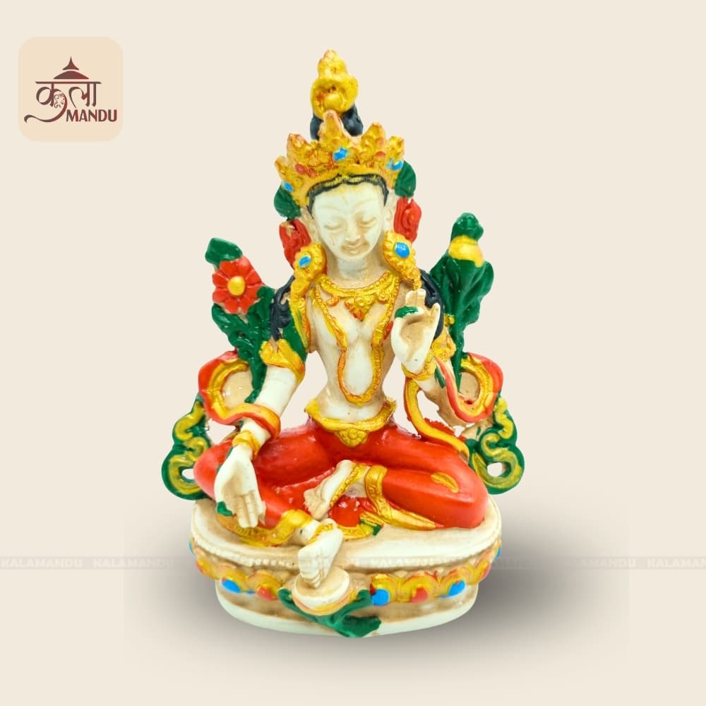 12 cm Resin White Tara Statue
