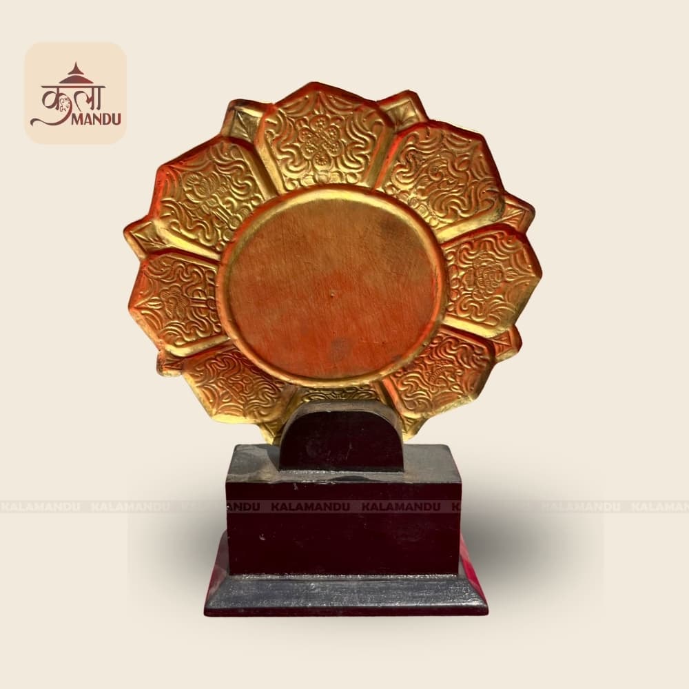 Round Ashtamangala Plaque with Wooden Base thumbnail 3